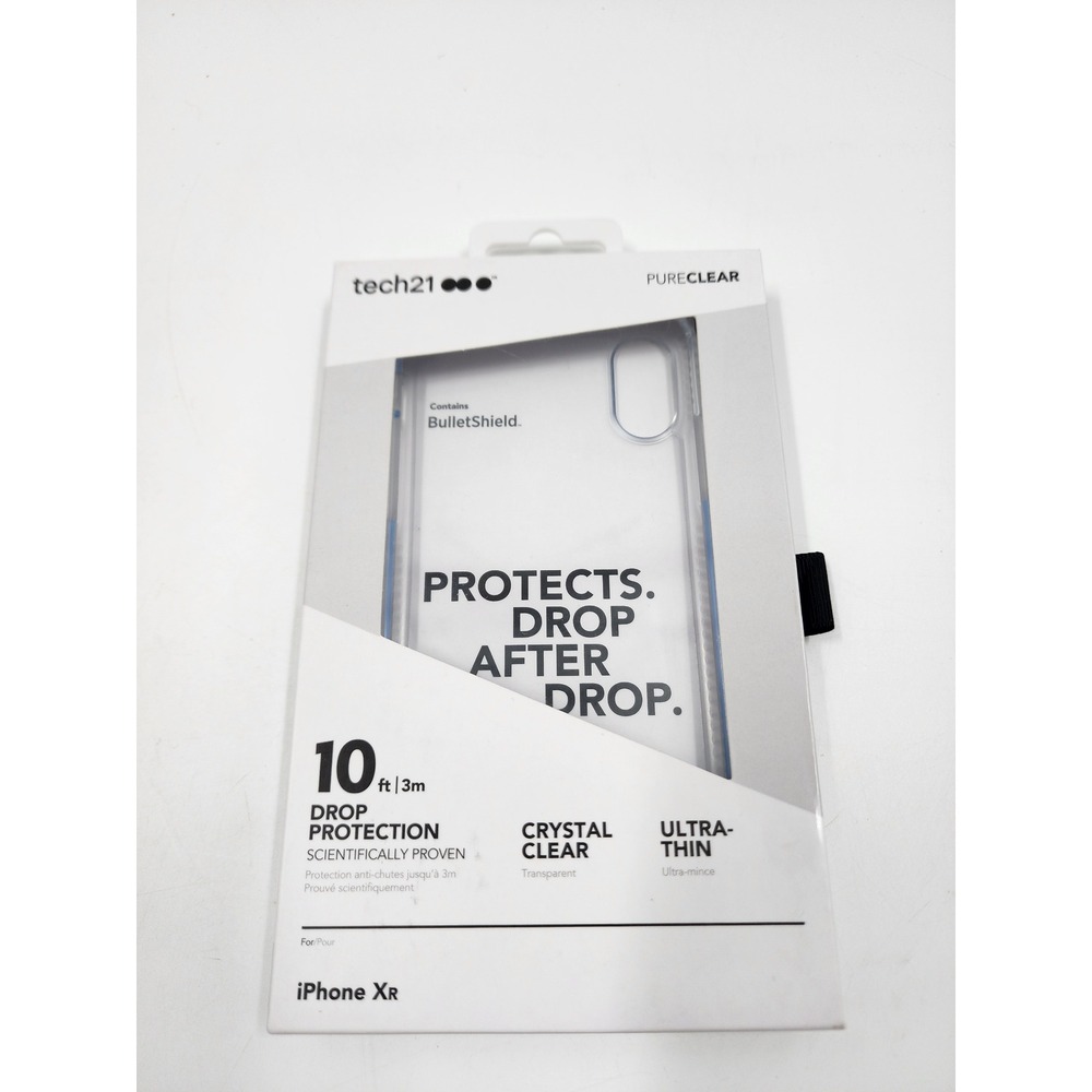 Tech21 Pure Clear iPhone XR Case 10ft Drop Protection BulletShield Transparent